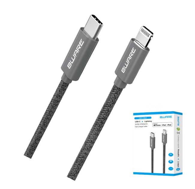 8ware 1.5m Super Ultra USB-C to Lightning Cable Super Fast charging Strength Aluminium flexible nylon Apple iPone iPad iPod Mac Retail Pack 8ware 1.5m Super Ultra USB-C to Lightning Cable Super Fast charging Strength Aluminium flexible nylon Apple iPone iPad iPod Mac Retail Pack